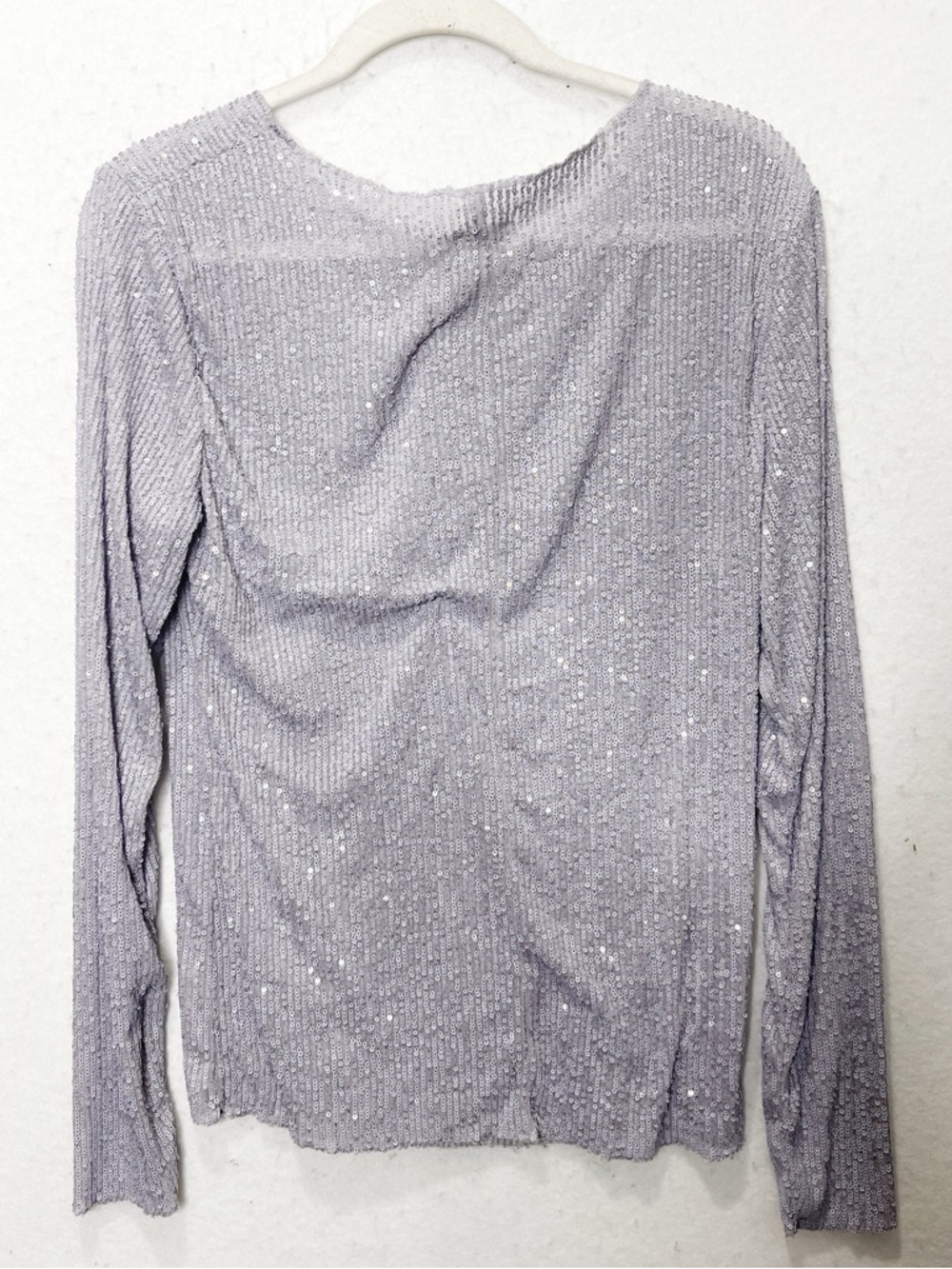 Free People Intimates Lavender Gold Rush Sequin Long Sleeve Boat Neck Top Sheer - Picture 5 of 8